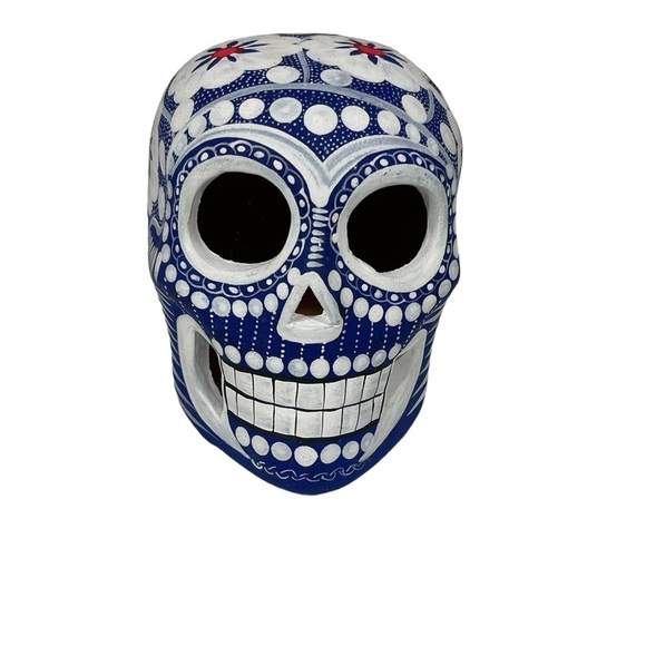 Mexican Clay Skull Hand painted - Picture 2 of 7